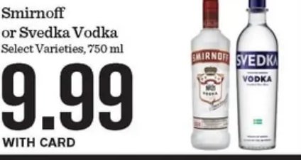 Smirnoff or Svedka Vodka