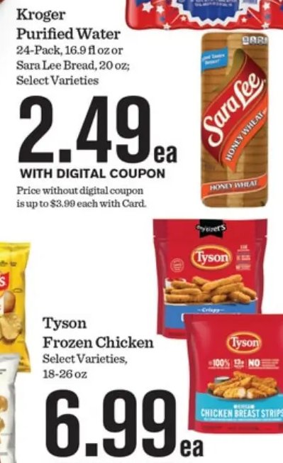 Kroger Purified Water or Sara Lee Bread
