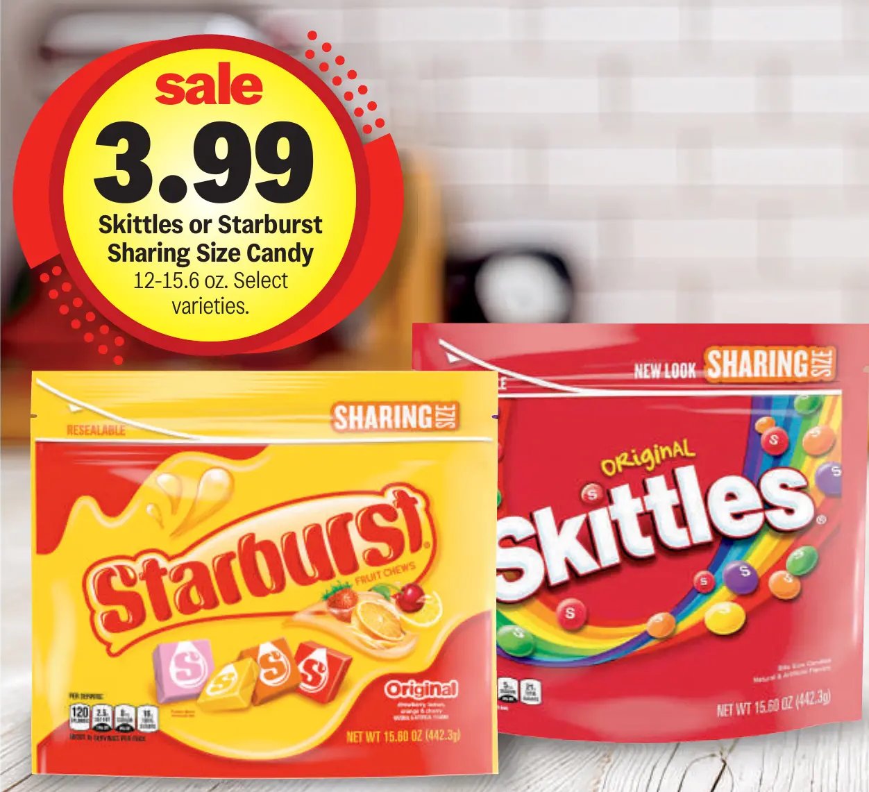 Skittles or Starburst Sharing Size Candy