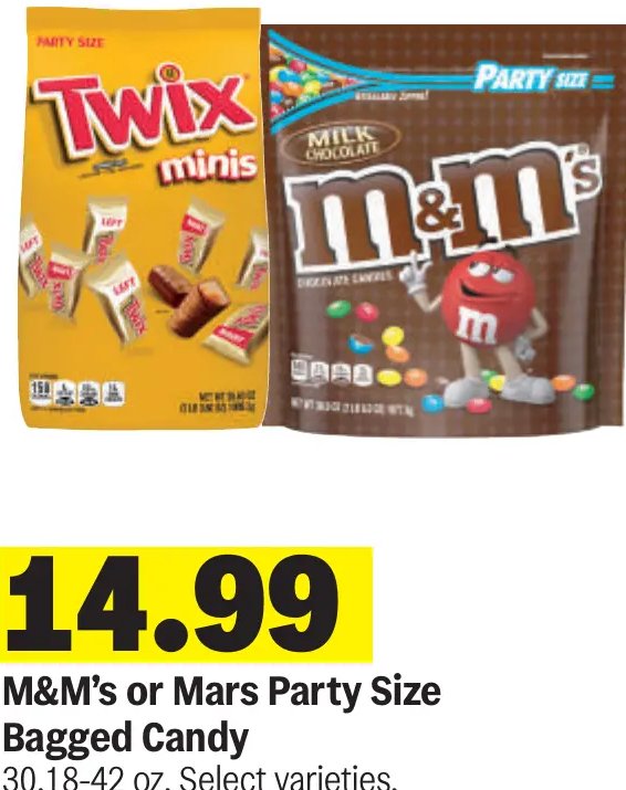 M&M's or Mars Party Size Bagged Candy
