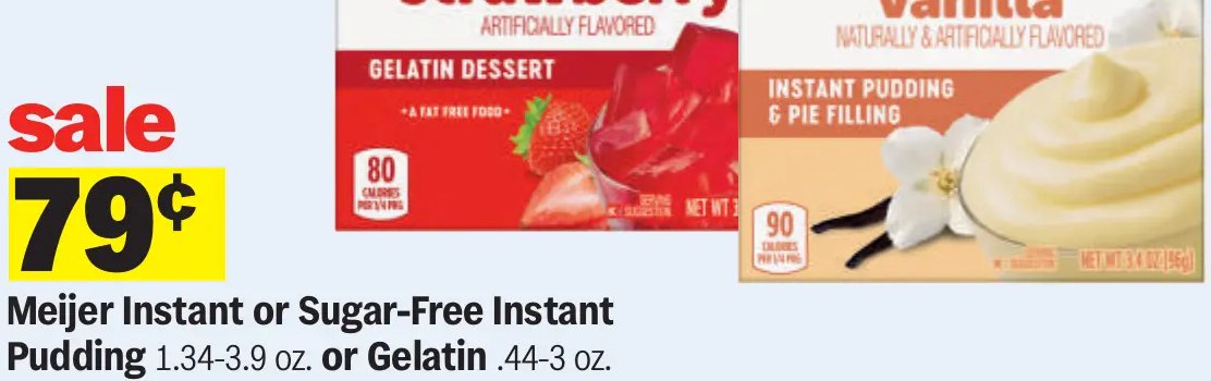 Meijer Instant or Sugar-Free Instant Pudding or Gelatin