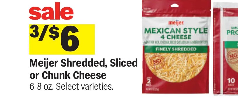 Meijer Shredded, Sliced or Chunk Cheese