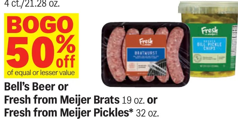 Bell's Beer or Fresh from Meijer Brats