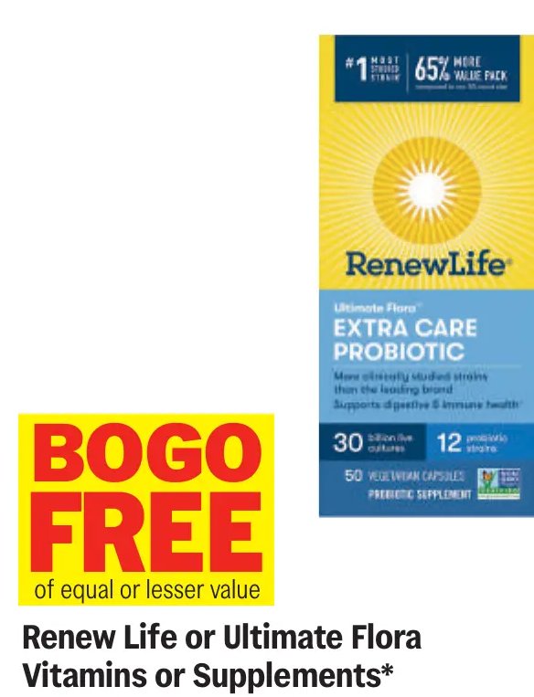Renew Life or Ultimate Flora Vitamins or Supplements