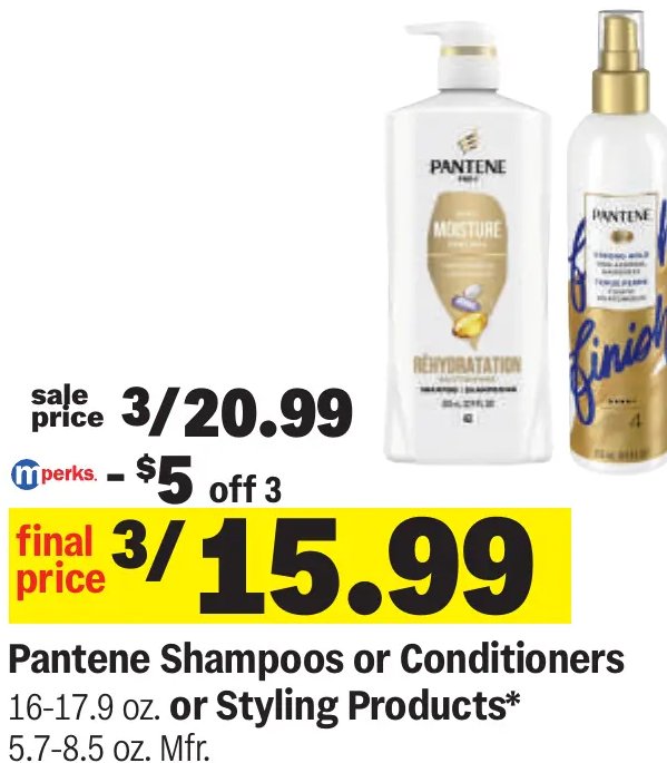 Pantene Shampoos or Conditioners or Styling Products