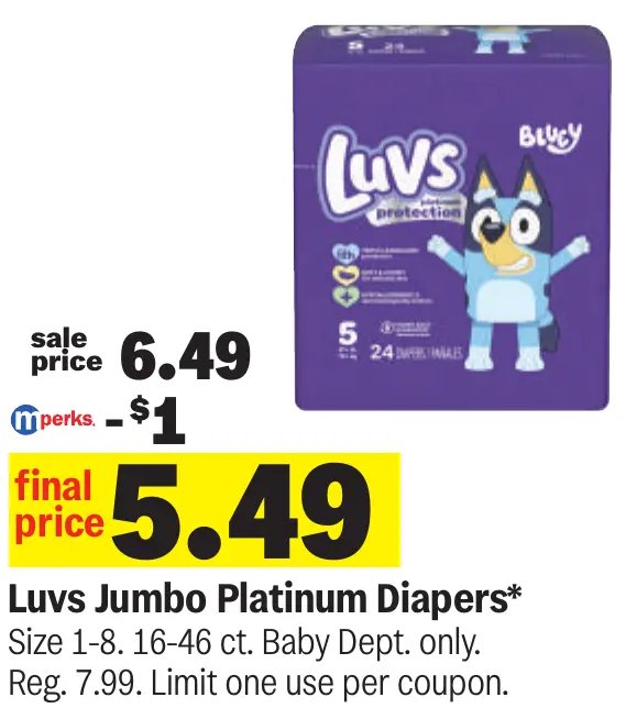 Luvs Jumbo Platinum Diapers