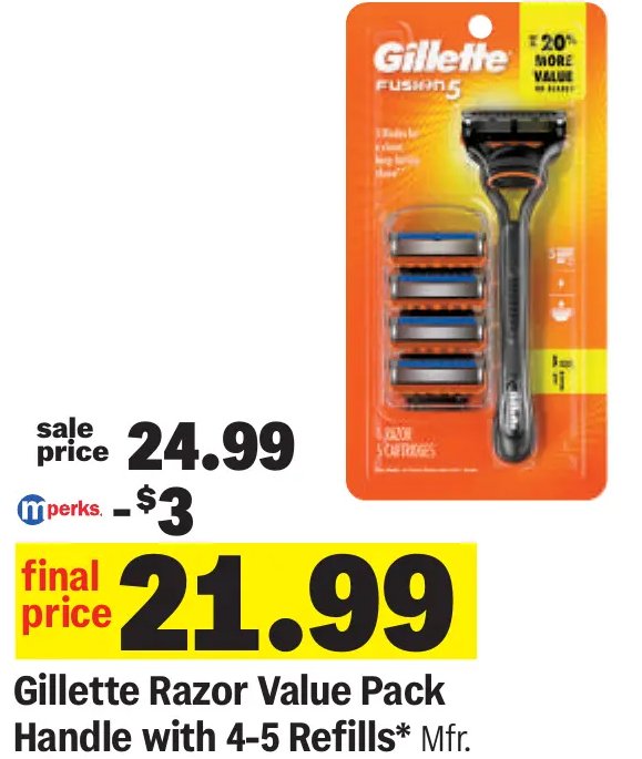 Gillette Razor Value Pack Handle with 4-5 Refills