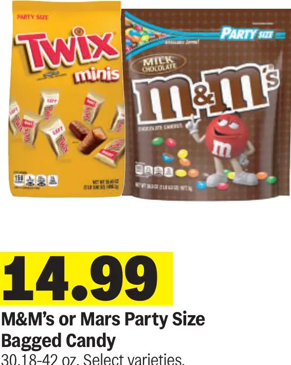 M&M's or Mars Party Size Bagged Candy