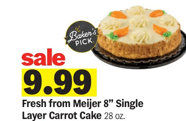 Fresh from Meijer 8" Single Layer Carrot Cake