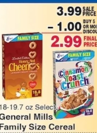 General Mills Family Size Cereal