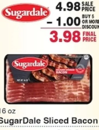 SugarDale Sliced Bacon
