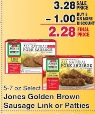Jones Golden Brown Sausage Link or Patties