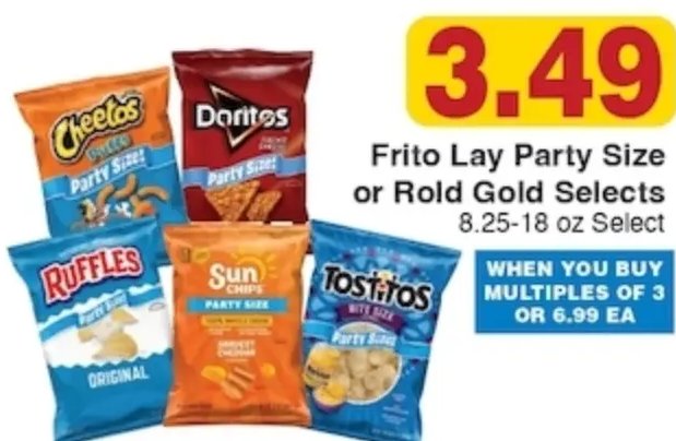 Frito Lay Party Size or Rold Gold Selects