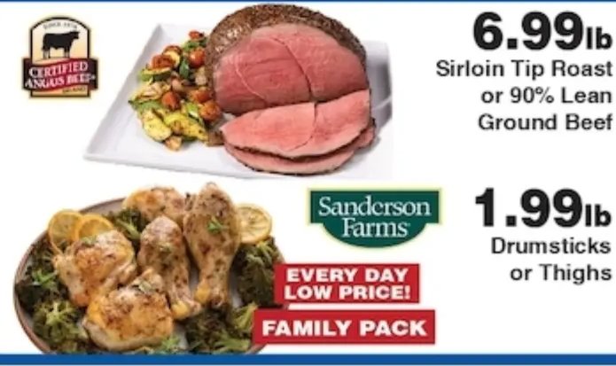 Sirloin Tip Roast or 90% Lean Ground Beef