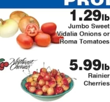 Jumbo Sweet Vidalia Onions or Roma Tomatoes