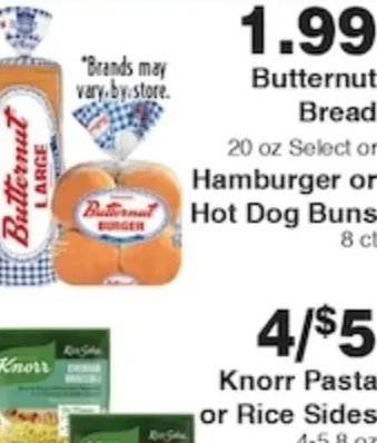 Butternut Bread or Hamburger or Hot Dog Buns