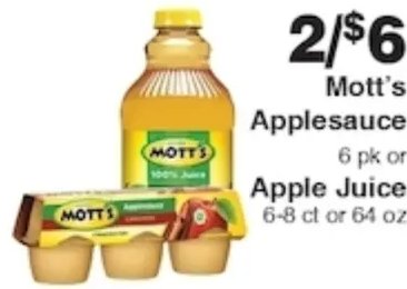 Mott's Applesauce or Apple Juice