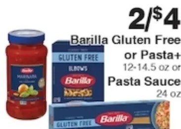 Barilla Gluten Free or Pasta+ Pasta Sauce