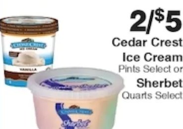 Cedar Crest Ice Cream or Sherbet