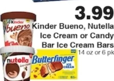 Kinder Bueno, Nutella Ice Cream or Candy Bar Ice Cream Bars