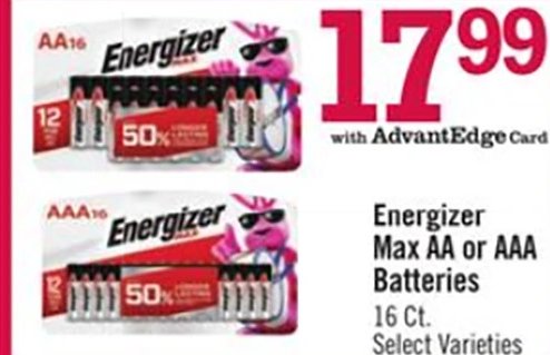 Energizer Max AA or AAA Batteries