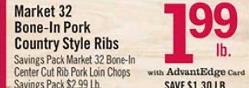 Market 32 Bone-In Pork Country Style Ribs