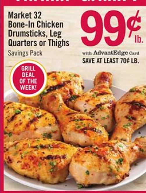 Market 32 Bone-In Chicken Drumsticks, Leg Quarters or Thighs