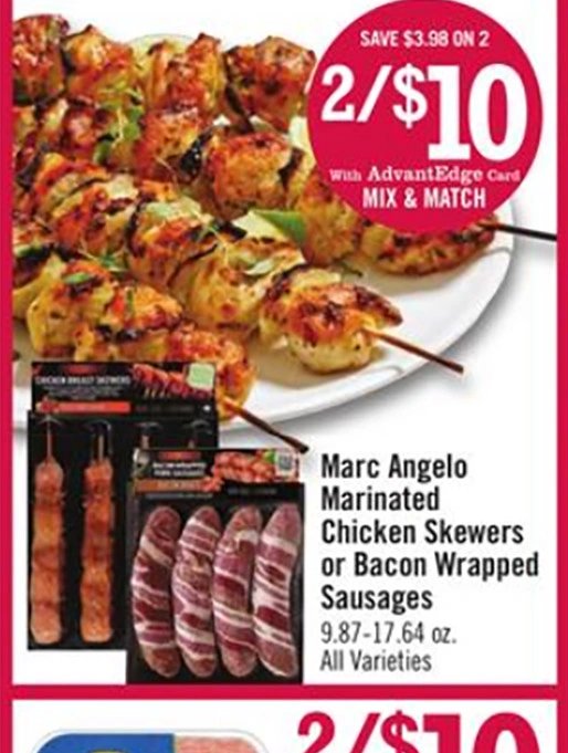 Marc Angelo Marinated Chicken Skewers or Bacon Wrapped Sausages