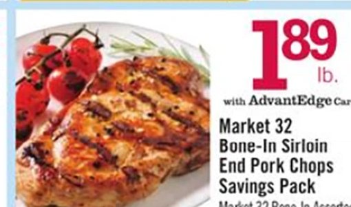 Market 32 Bone-In Sirloin End Pork Chops Savings Pack