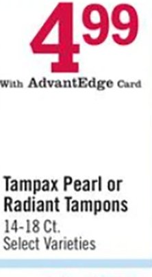 Tampax Pearl or Radiant Tampons
