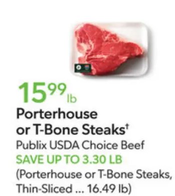 Porterhouse or T-Bone Steaks