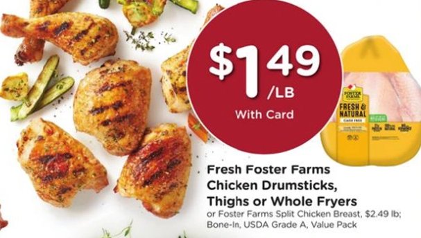 Fresh Foster Farms Chicken Drumsticks, Thighs or Whole Fryers