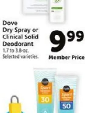 Dove Dry Spray or Clinical Solid Deodorant