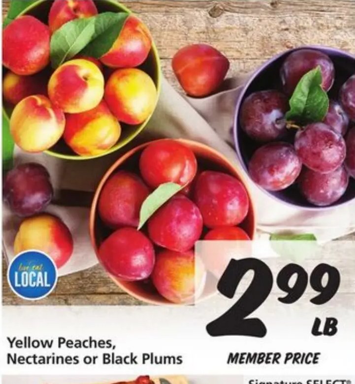 Yellow Peaches, Nectarines or Black Plums