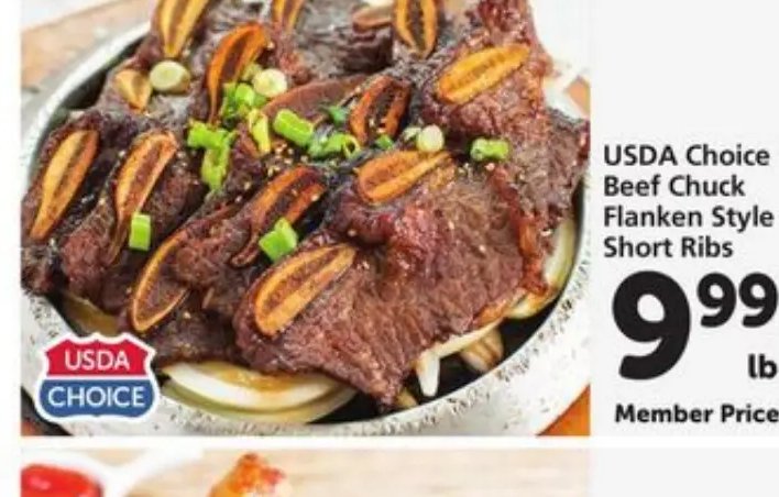 USDA Choice Beef Chuck Flanken Style Short Ribs
