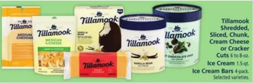 Tillamook Shredded, Sliced, Chunk, Cream Cheese or Cracker Cuts