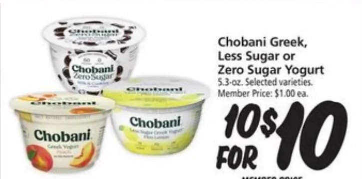 Chobani Greek, Zero Sugar or Zero Sugar Yogurt