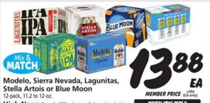 Modelo, Sierra Nevada, Stella Artois or Blue Moon
