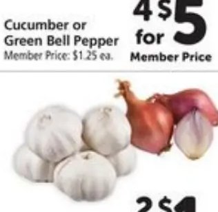 Cucumber, Green Bell Pepper or Red Bell Pepper