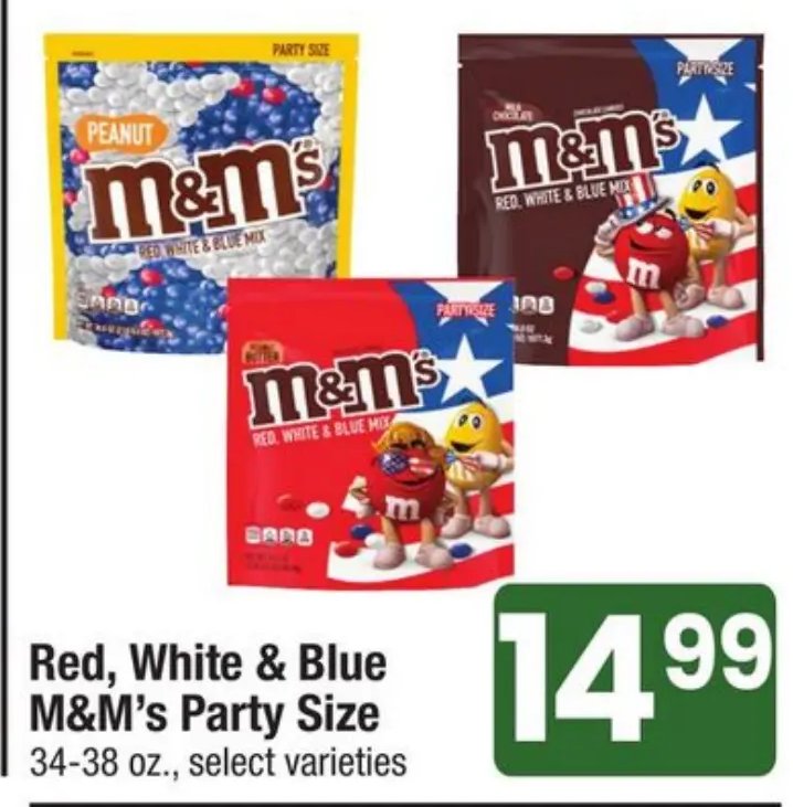 Red, White & Blue M&M's Party Size