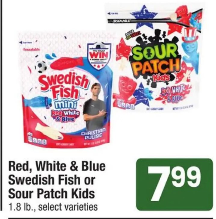 Red, White & Blue Swedish Fish or Sour Patch Kids