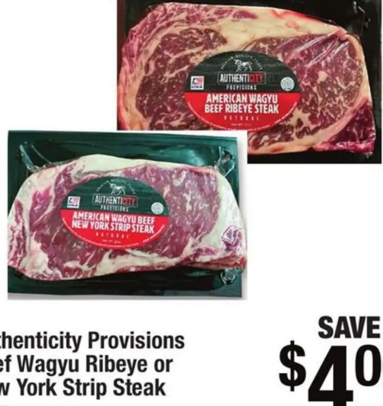 Authenticity Provisions Beef Wagyu Ribeye or New York Strip Steak