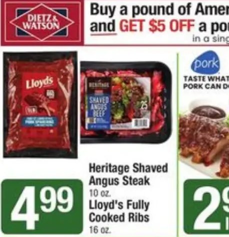Heritage Shaved Angus Steak / Lloyd's Fully Cooked Ribs