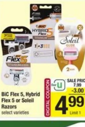 BIC Flex 5, Hybrid Flex 5 or Soleil Razors