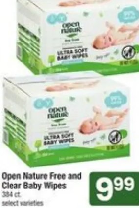 Open Nature Free and Clear Baby Wipes