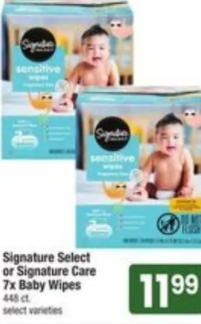 Signature Select or Signature Care 7x Baby Wipes