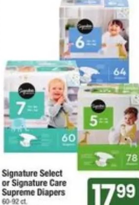Signature Select or Signature Care Supreme Diapers