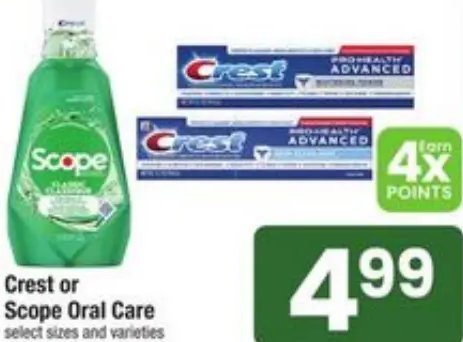 Crest or Scope Oral Care