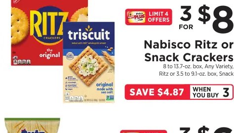 Nabisco Ritz or Snack Crackers