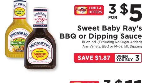 Sweet Baby Ray's BBQ or Dipping Sauce